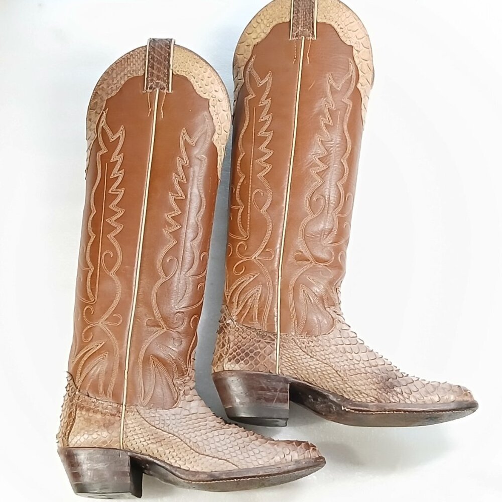Justin 1879 Reptile Vamp & Leather Western Cowboy Boots Women’s 6 Brown Exotic